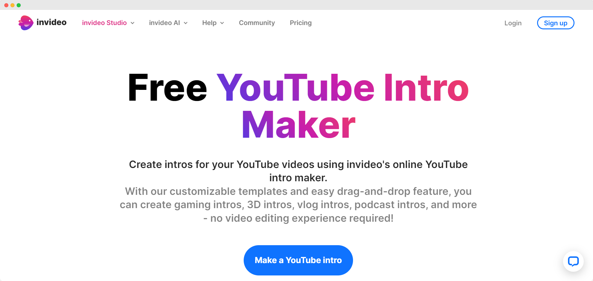 InVideo YouTube intro maker