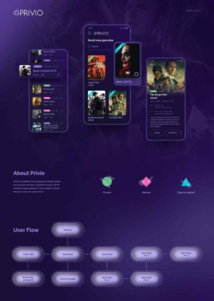 Privio app UI uses purple