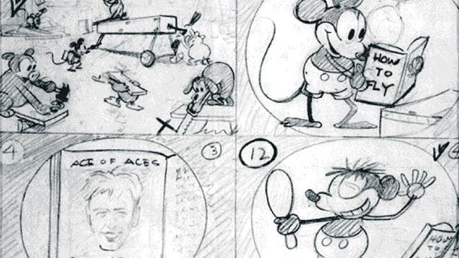 An original example of a Mickey Mouse storyboard