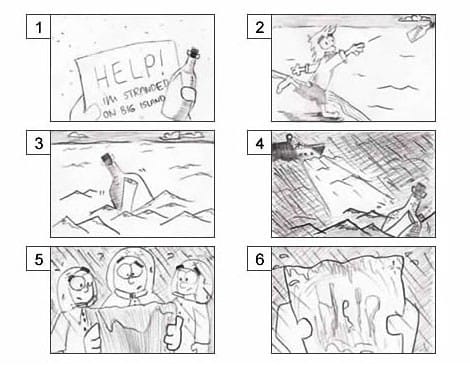 An example of a basic sketched storyboard
