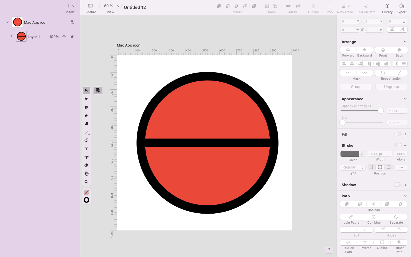 Pokeball icon red circle black stroke Linearity Curve