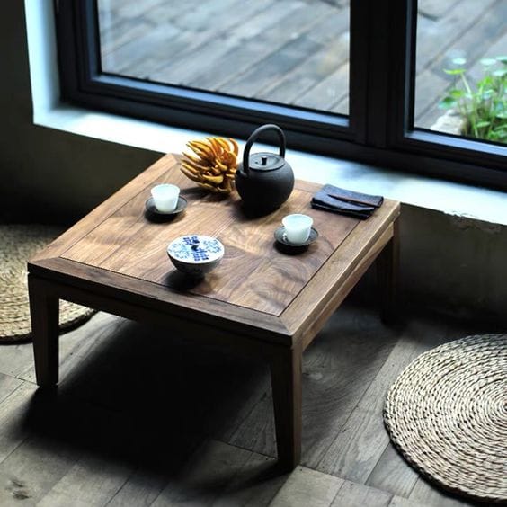image of minimal Japanese tea table