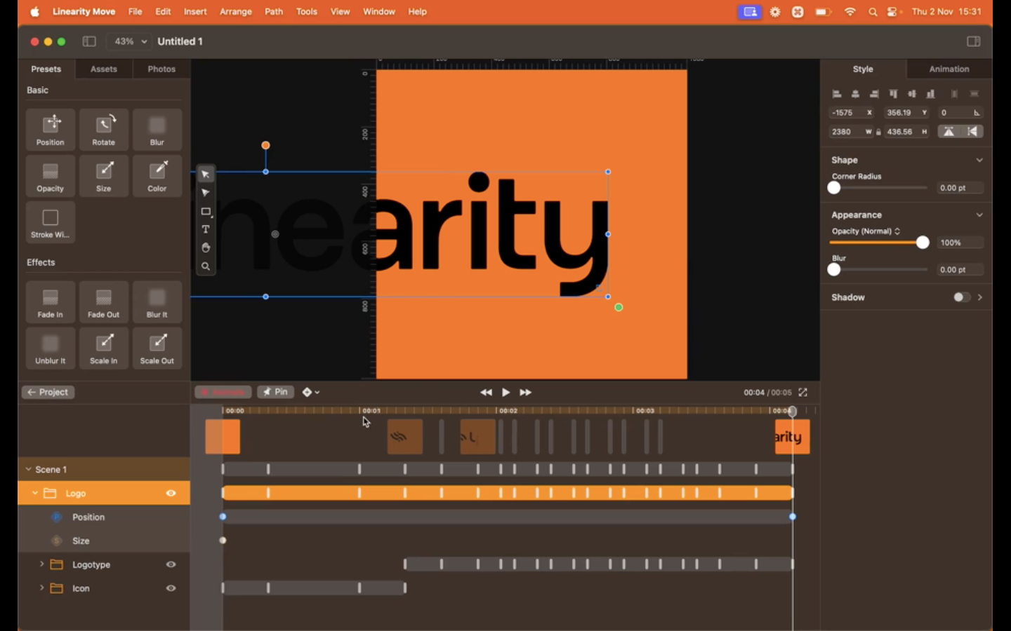 How to animate a logo + linearity + zoom and reveal