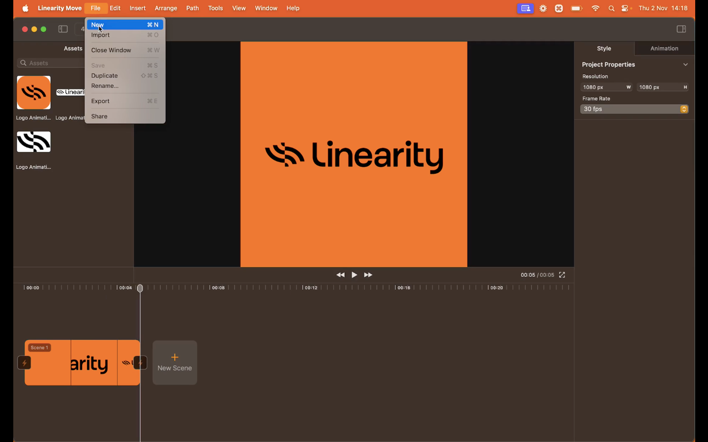 How to animate a logo + linearity + scene 1