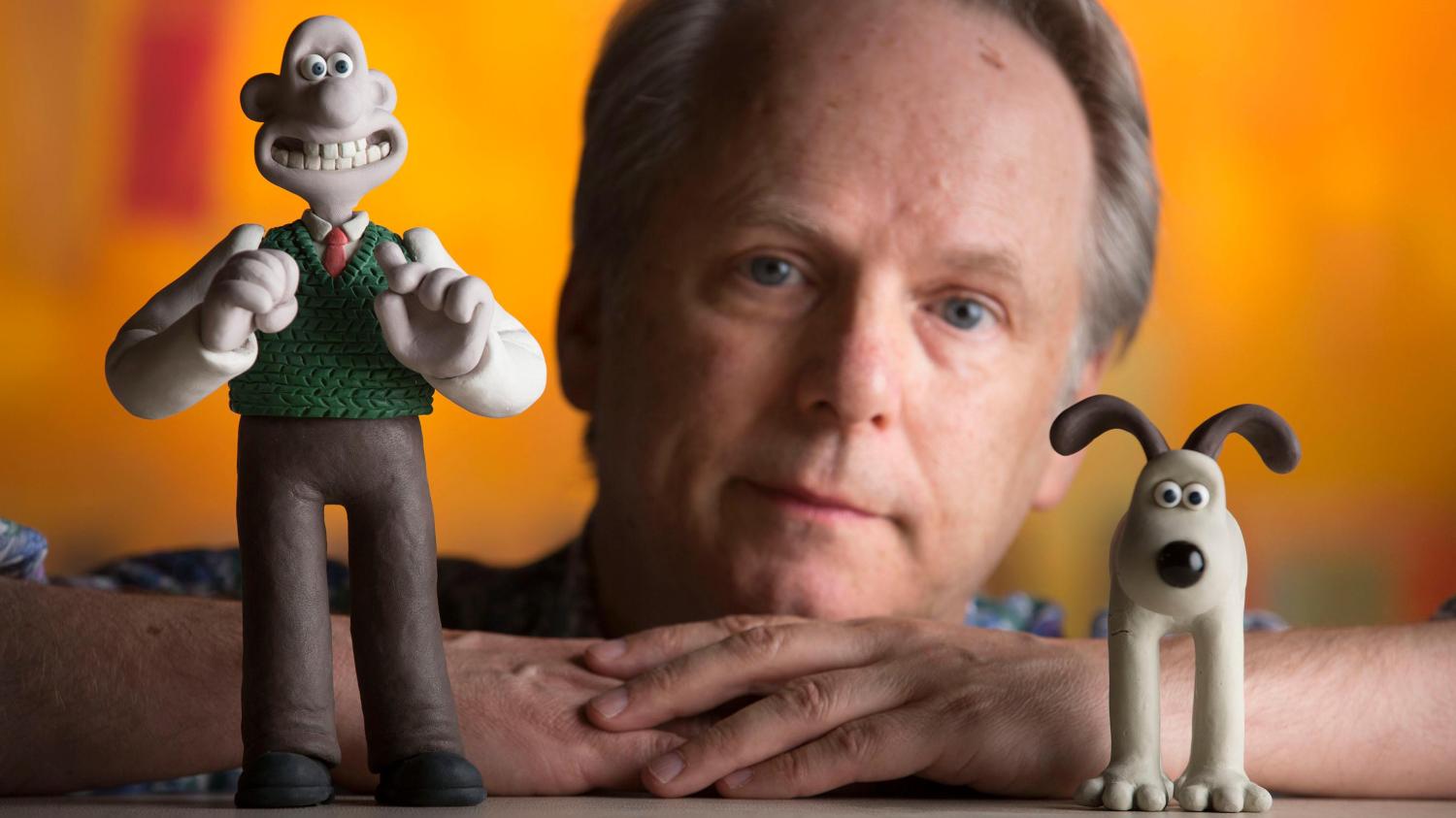 Nick Park with his animated characters