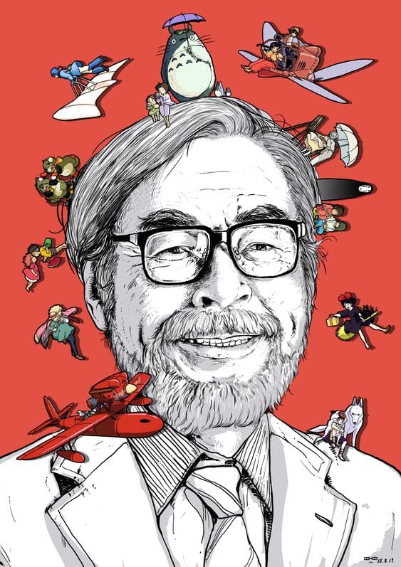 art portrait of Hayao Miyazaki