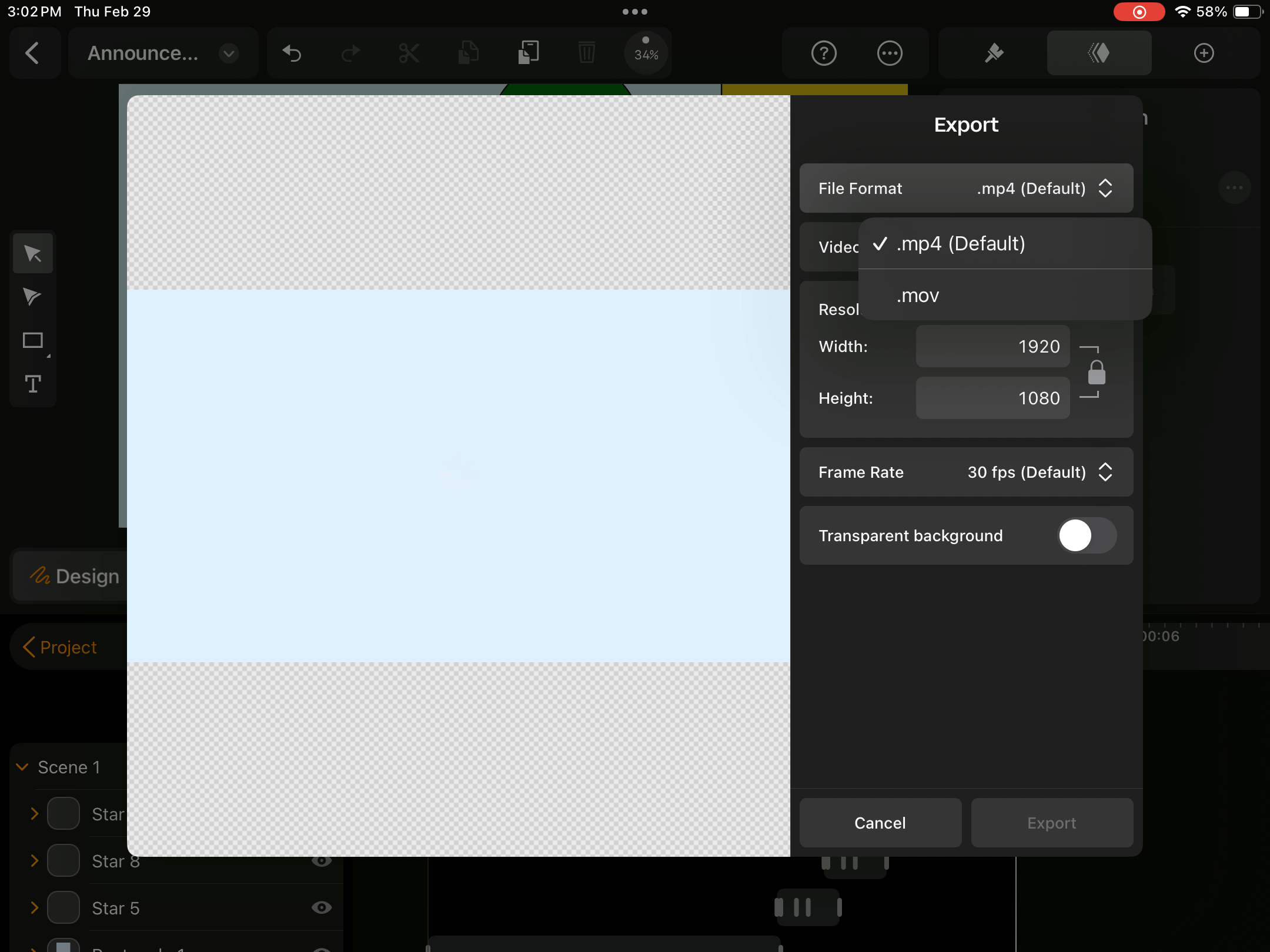 Linearity Move Export modal