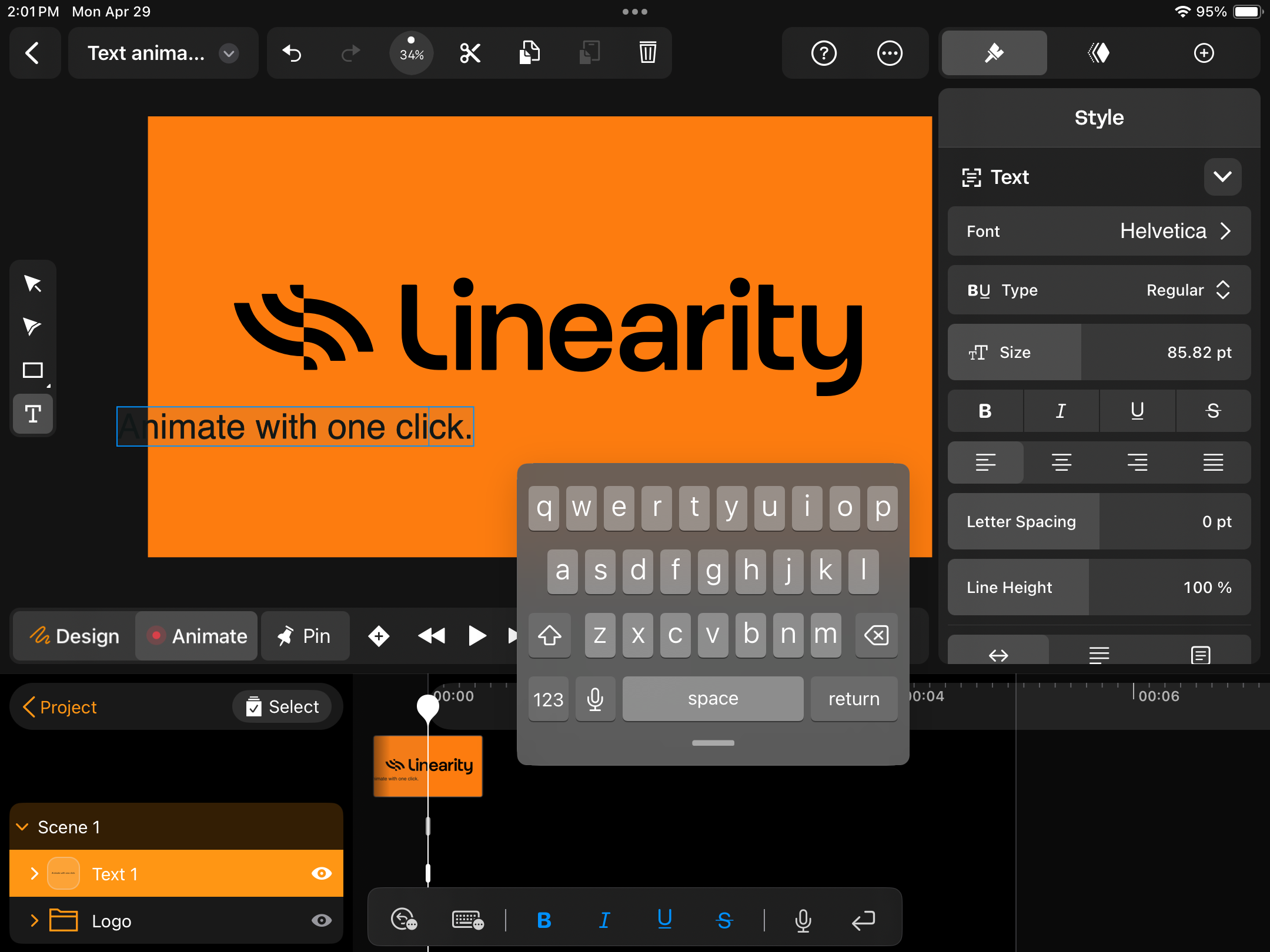 Linearity Move add text