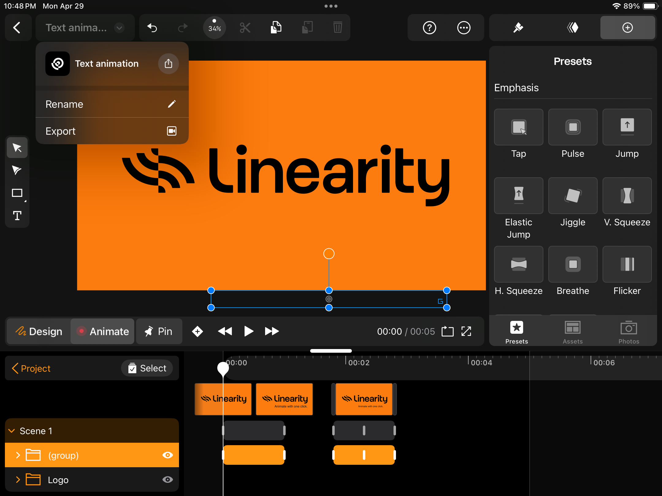 Linearity Move export