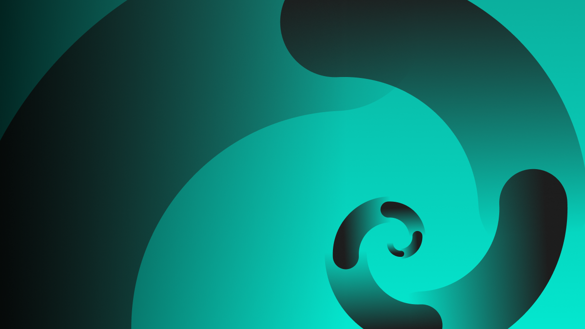 Black spiral on a turquoise background